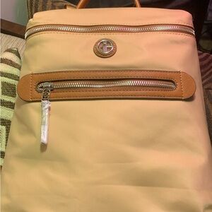 Tan Backpack with Silver Accents